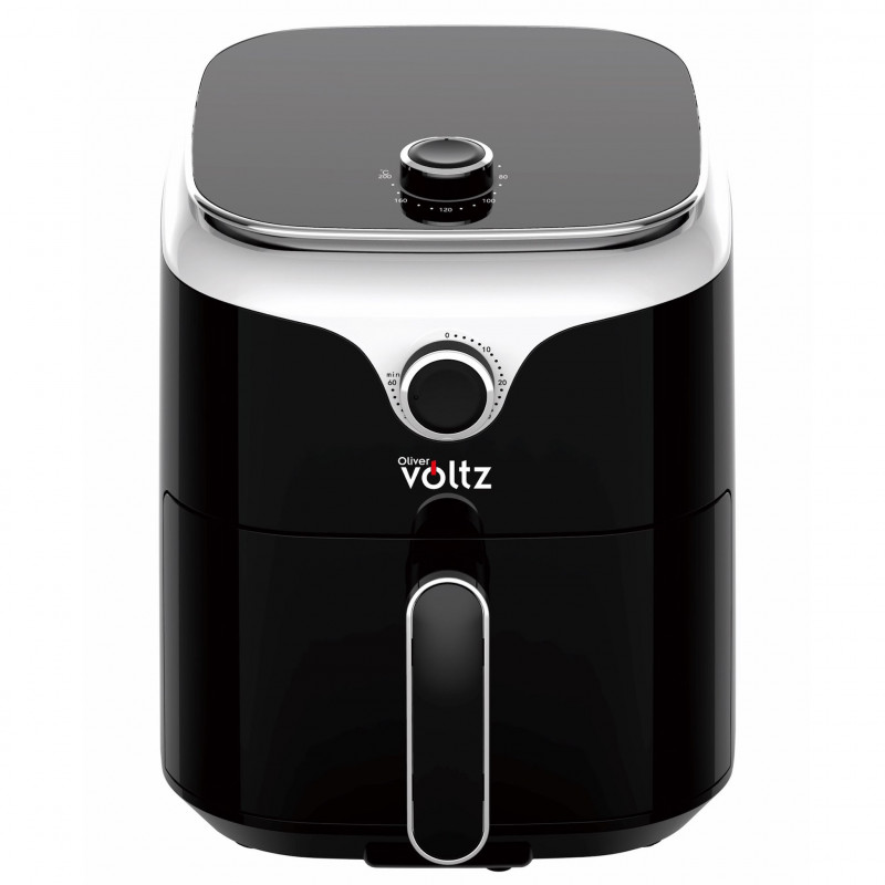 Φριτέζα ζεστού αέρα AirFryer Oliver Voltz OV51980V, 1400 W, 3,5 l, Timer, 80-200C, Διπλή προστασία, Μαύρο