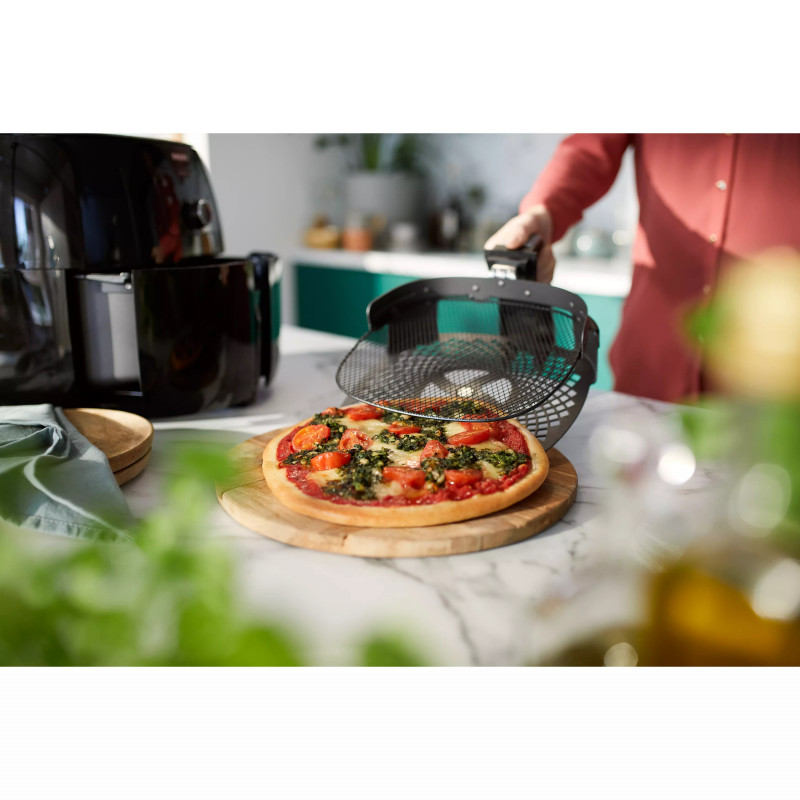 Αξεσουάρ φριτέζας Pizza XXL Philips HD9953/00, Πίτσα έως 26 cm σε 8 λεπτά, Ατσάλι, Μαύρο