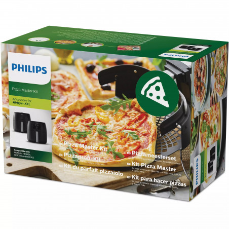 Αξεσουάρ φριτέζας Pizza XXL Philips HD9953/00, Πίτσα έως 26 cm σε 8 λεπτά, Ατσάλι, Μαύρο