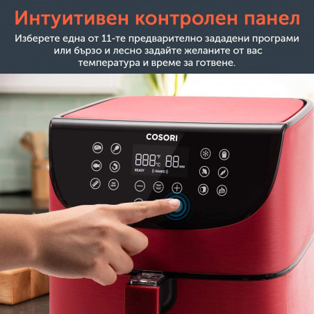 Φριτέζα ζεστού αέρα Cosori Premium Air Fryer CP158-AF, 1700W, 5,5 l, 11 προγράμματα, Χρονοδιακόπτης, Κόκκινο