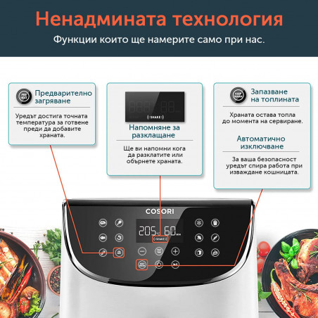 Φριτέζα ζεστού αέρα Cosori Premium Air Fryer CP158-AF, 1700W, 5,5 l, 11 προγράμματα, Χρονοδιακόπτης, Λευκό