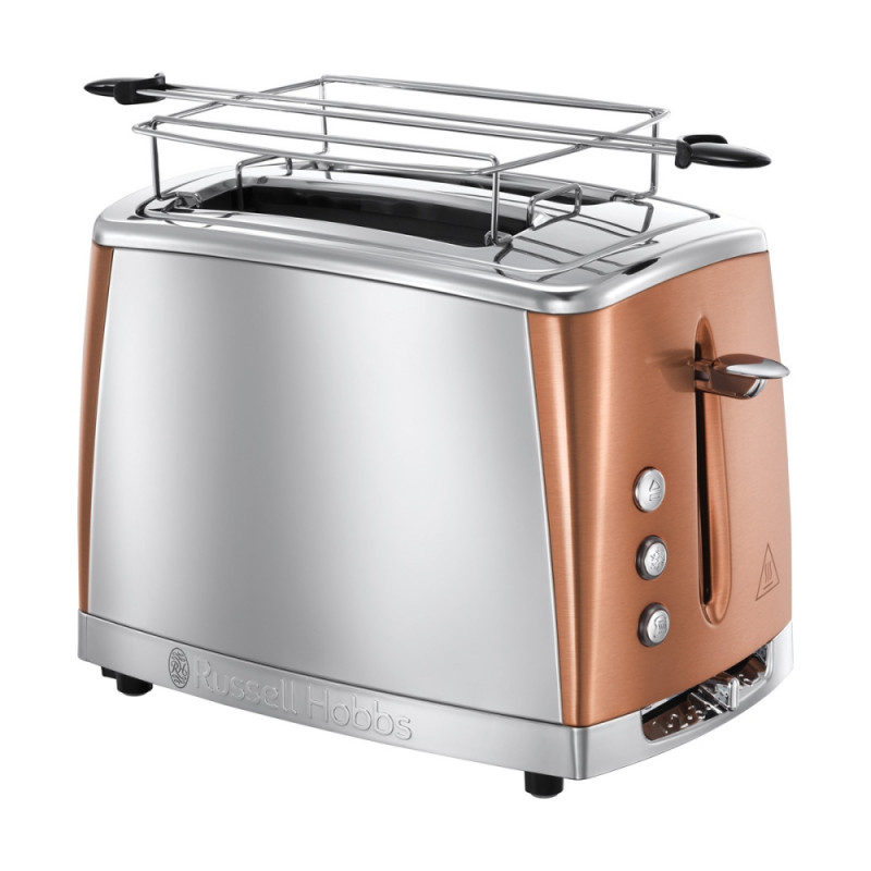 Τοστιέρα Russell Hobbs Luna 24290-56, 1550W, 2 φέτες, Υψηλή ανύψωση, Φαρδιά ανοίγματα, Απόψυξη, Χάλκινο/Inox