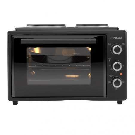 Μικρή κουζίνα Finlux FMC-3524F, 35 l, 1400 W, Δύο εστίες, 3 λειτουργίες, Σμάλτο, Μαύρο