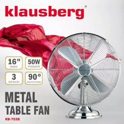 Επιτραπέζιος ανεμιστήρας Klausberg KB 7538, 40 cm, 55 W, Ανοξείδωτο, Ταλάντωση, 3 ταχύτητες, Inox