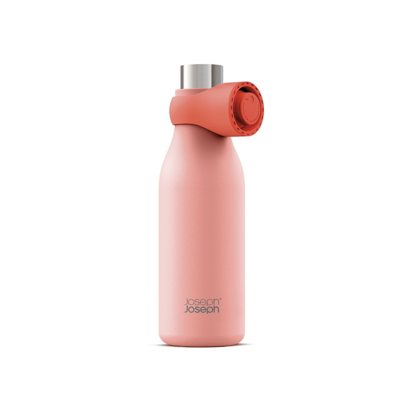 Μπουκάλι θερμό Joseph Joseph Loop 81119, 500 ml, Διπλά τοιχώματα με στρώμα χαλκού, Αρθρωτό καπάκι, Μόνωση υπό κενό, Κοραλλί