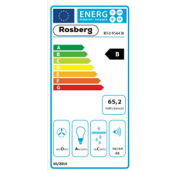 Αναρροφητήρας Rosberg R51456CB, 140W, 1 μοτέρ, 60 cm, 650 m3/h, φίλτρα αλουμινίου, Μαύρο