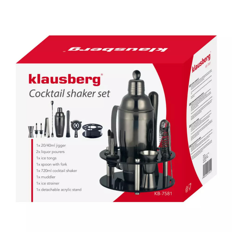 Σετ κοκτέιλ Klausberg KB 7581,10 τεμαχίων, Βάση, 720 ml, Μαύρο