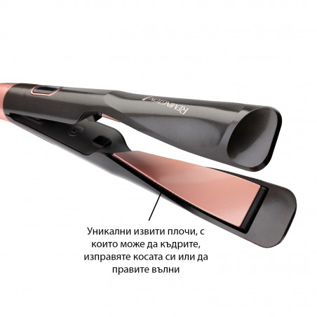 Ισιωτικό μαλλιών Remington S6606 Curl and Straight Confidence, 150-230C, κεραμικό / τουρμαλίνη, καμπύλες πλάκες, μαύρο / ροζ