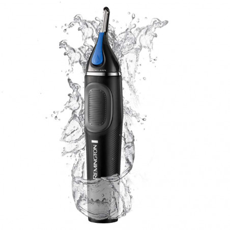 Trimmer μηχανή Remington NE3870 NANOSeries Lithium, Τρίμμερ αυτιού και μύτης, Δύο εναλλάξιμες κεφαλές, Στρογγυλεμένη κορυφή, Αδιάβροχο, Μαύρο/Μπλε