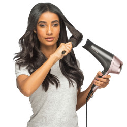 Πιστολάκι μαλλιών Remington Curl and Straight Confidence D5706, 2200W, Ιονισμός, τζετ 90 km/h, Cool Shot, Μαύρο/Ροζ