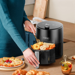 Φριτέζα AirFryer Rosberg R51980Y, 1200 W, 2,5 L, Hot Air, Timer, Έως 200C, Μαύρο