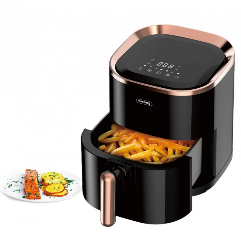 Φριτέζα AirFryer Rosberg R51980Z, 1200W, 3,5l, Ζεστός αέρας, Οθόνη LED, Χρονόμετρο, έως 200C, Μαύρο