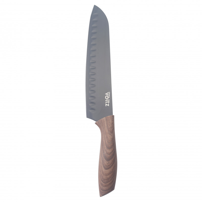 Μαγειρικό μαχαίρι Santoku Oliver Voltz OV51633WS, 18 cm, Εργονομική λαβή, Καφέ