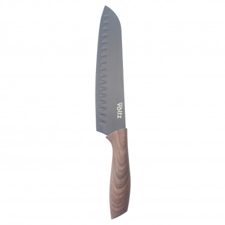 Μαγειρικό μαχαίρι Santoku Oliver Voltz OV51633WS, 18 cm, Εργονομική λαβή, Καφέ