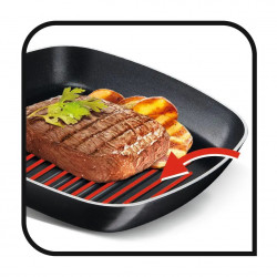 Τηγάνι Grill  Tefal B5674053, 26 cm, επικάλυψη τιτανίου, πάτος διάχυσης, Thermo-Signal, Thermo-Spot, Μαύρο