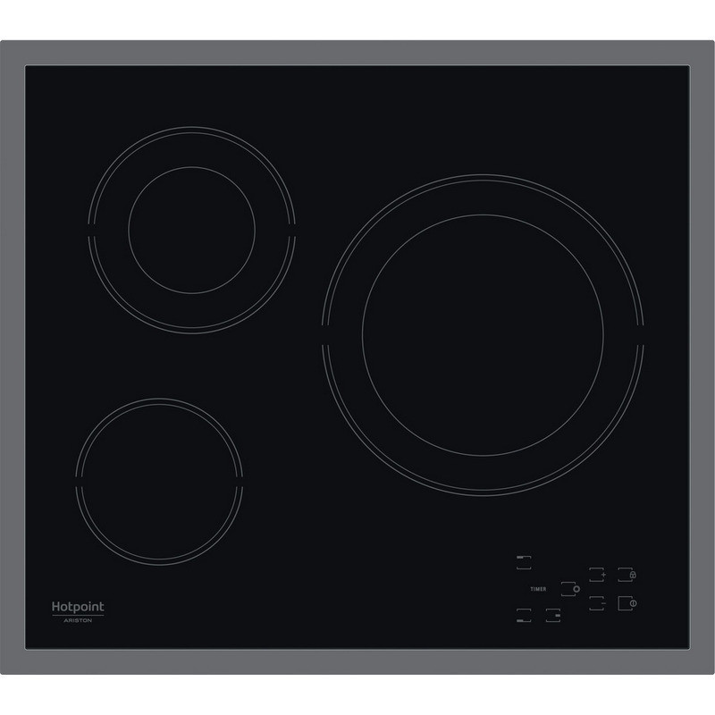 Κεραμική ενσωματωμένη εστία Hotpoint-Ariston HR 603X/1, 4500W, 4 ζώνες, 9 επίπεδα, χρονοδιακόπτης, μαύρο