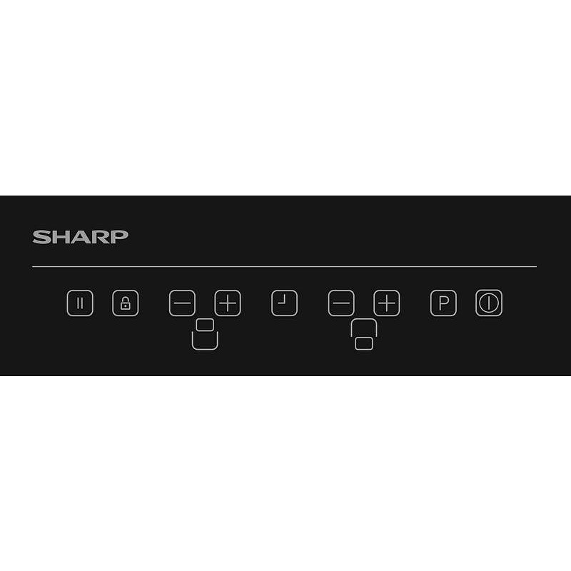 Κεραμική ενσωματωμένη εστία Sharp KH-3I25NT0K-EU, 3500W, 2 ζώνες, 9 επίπεδα, Χρονοδιακόπτης, Booster, Induction, Μαύρο