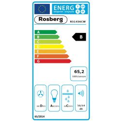 Απορροφητήρας Rosberg R51456CW, 140W, 1 μοτέρ, Διακοσμητικός, 60 cm, 650 m3/h, Φίλτρα αλουμινίου, Λευκό