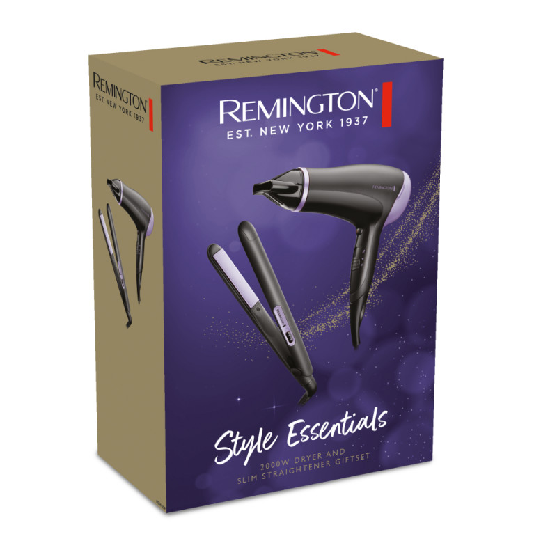 Σετ ισιωτή και στεγνωτήρα μαλλιών Remington D3016GP, με κεραμική επίστρωση, μαύρο/μωβ