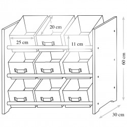 Ντουλάπι αποθήκευσης Kesper 1770613, Για παιδικό δωμάτιο, 9 υφασμάτινα κουτιά, 3 επίπεδα, Εικονογράφηση, Γκρι