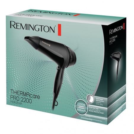 Πιστολάκι Remington Thermacare Pro D5710, 2200 W, 80km/h, 2 ταχύτητες, 3 ρυθμίσεις θερμοκρασίας, Cool shot, Μαύρο