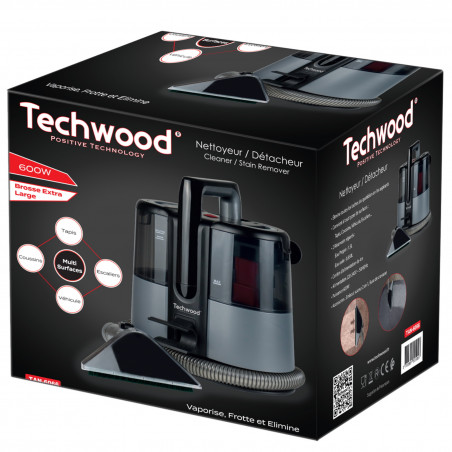 Ηλεκτρική σκούπα χαλιών και ταπετσαριών Techwood TAN-6066, 600W, Δεξαμενές καθαρού και απορριμμάτων, Μαύρο