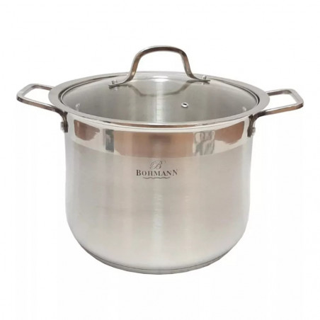 Bohmann BH 2621 βαθιά κατσαρόλα, 26 cm, 11.5 l, γυάλινο καπάκι, επαγωγική, Inox