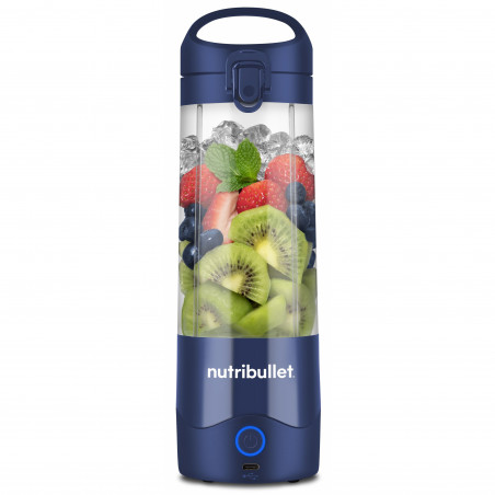 Φορητό μπλέντερ USB Nutribullet NBP003NBL, 2000 mAh, 475 ml, 4 λεπίδες, θρυμματισμός πάγου, έως 15 κύκλοι, μπλε