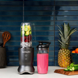 Μπλέντερ Nutribullet NB1206DGCC, 1200W, 900 ml, 1 ταχύτητα + Pulse, κουμπιά αφής, χωρίς BPA, σκούρο γκρι/ασημί