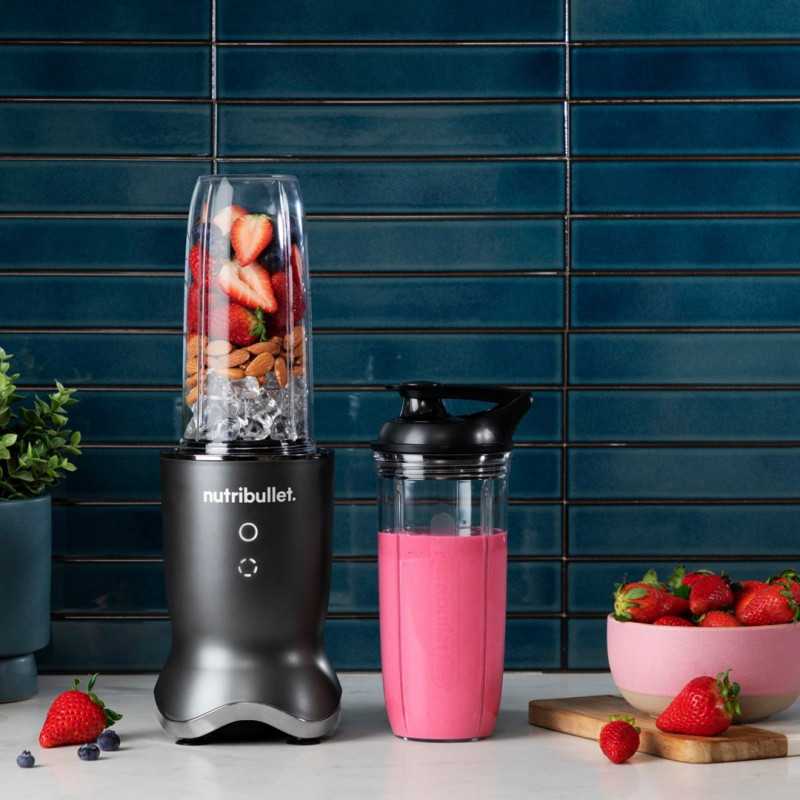 Μπλέντερ Nutribullet NB1206DGCC, 1200W, 900 ml, 1 ταχύτητα + Pulse, κουμπιά αφής, χωρίς BPA, σκούρο γκρι/ασημί