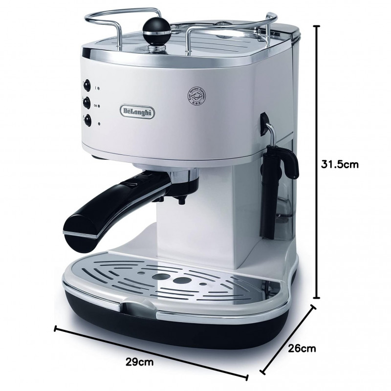 Καφετιέρα DeLonghi Icona ECO311.W, 1100W, 1.4l, 15 bar, δόσεις E.S.E., δίσκος κρέμας, Λευκό