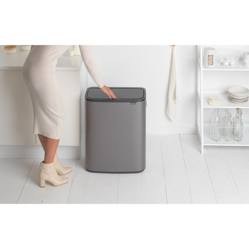 Κάδος απορριμμάτων Brabantia Bo Touch 60L, Ομαλό και αθόρυβο άνοιγμα, Μεγάλο άνοιγμα, Χάλκινο