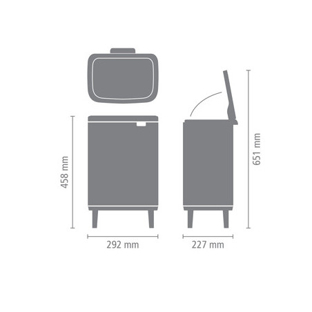 Κάδος απορριμμάτων Brabantia Bo Small Hi 12L, Ομαλό και αθόρυβο άνοιγμα, Γκρι