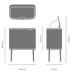 Κάδος απορριμμάτων Brabantia Bo Touch 3x11L, Ομαλό και αθόρυβο άνοιγμα, Μεγάλο άνοιγμα, Χρυσό μεταλλικό