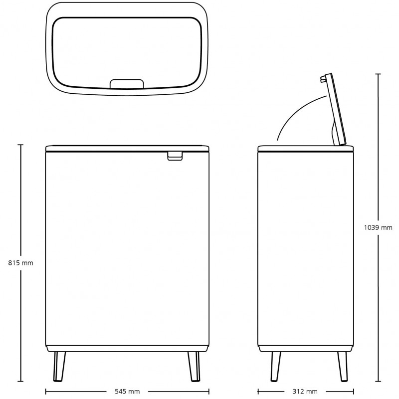 Κάδος απορριμμάτων Brabantia Bo Touch Hi 60L, Ματ Μαύρο