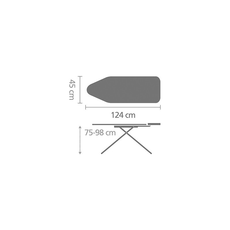 Σιδερώστρα Brabantia C 124x45cm 7 θέσεις ρύθμισης, Σιδερένια βάση, Μαύρο