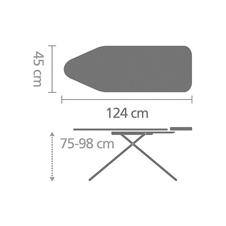 Σιδερώστρα Brabantia C 124x45cm 7 θέσεις ρύθμισης, Σιδερένια βάση, Μαύρο