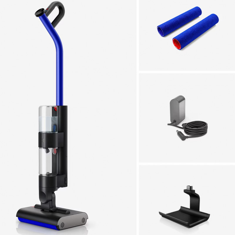 Κάθετη ηλεκτρική σκούπα  Dyson WR01 WashG1 Bk/Bu, 95W, 1l, Αυτονομία έως 35 λεπτά, 3 επίπεδα ισχύος, οθόνη LCD, Ενυδάτωση, Αυτοκαθαρισμός, Μαύρο/Μπλε