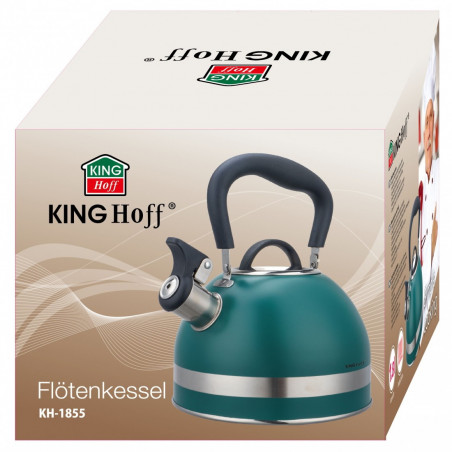 Τσαγιέρα με σφυρίχτρα Kinghoff KH 1855, 1.8l, Επαγωγή, Θερμομονωμένη λαβή, Πράσινο