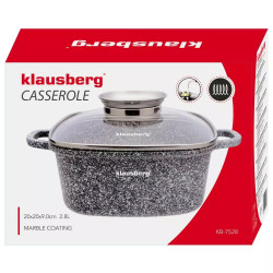 Кατσαρόλα Klausberg KB 7528, 2.8 l, Γυάλινο καπάκι, Μαρμάρινη Επίστρωση, Επαγωγή, Γκρι