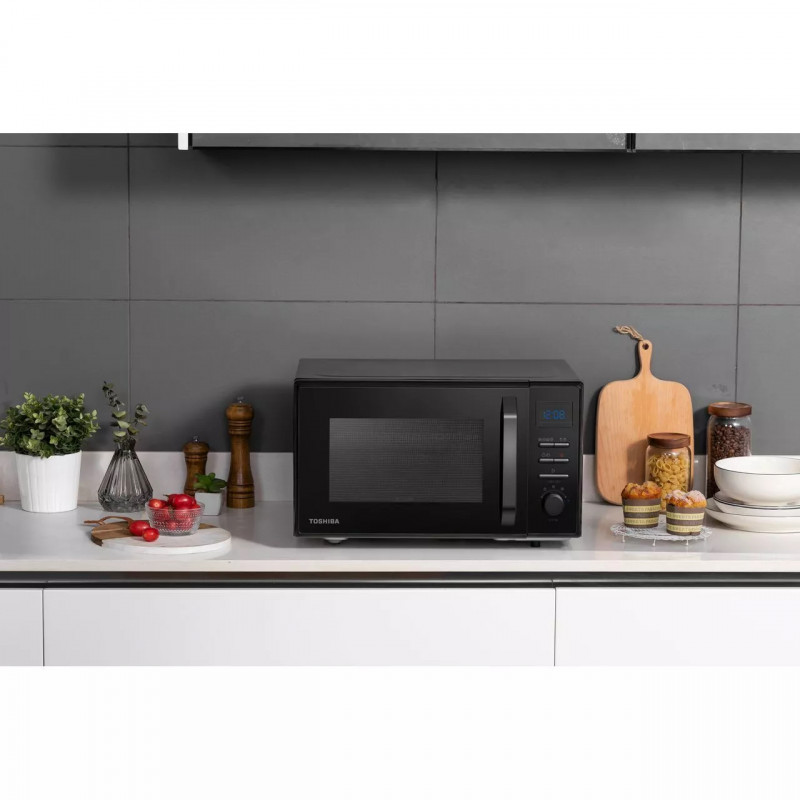 Φούρνος μικροκυμάτων 4in1 Toshiba MW2-AC25TBK, 25 l, 950W, Grill 1100W, Convection 2100W, Κεραμική επίστρωση, Μαύρο