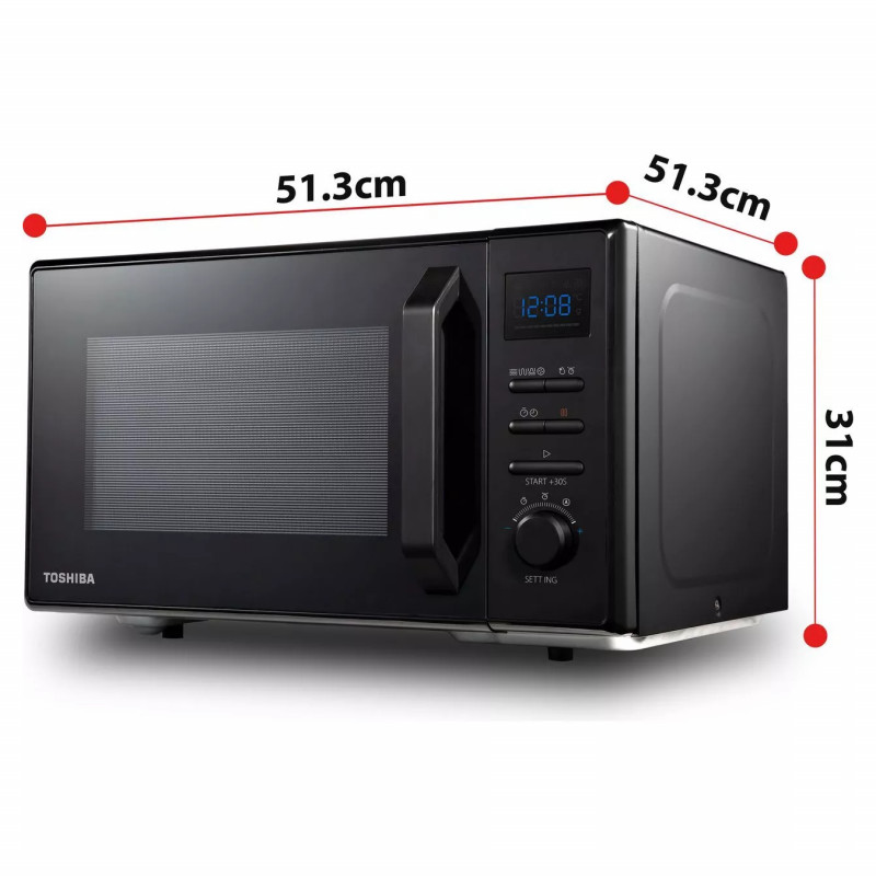 Φούρνος μικροκυμάτων 4in1 Toshiba MW2-AC25TBK, 25 l, 950W, Grill 1100W, Convection 2100W, Κεραμική επίστρωση, Μαύρο