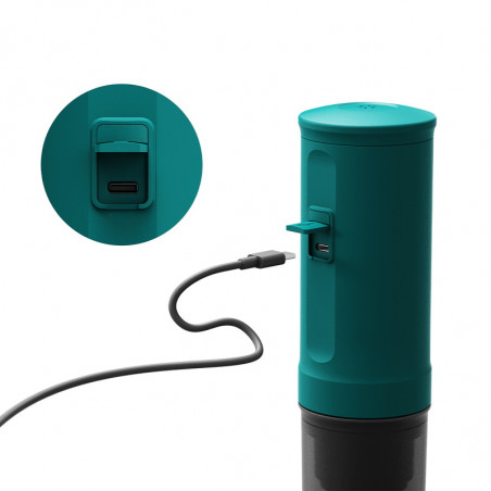 Φορητή μηχανή εσπρέσο Outin Nano Teal, 12/24 V, 7500mAh, 20bar, 80 ml, φόρτιση USB, Αλεσμένο + κάψουλες, Τυρκουάζ