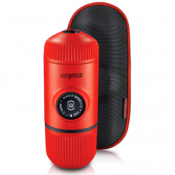 Φορητή μηχανή εσπρέσο Wacaco Nanopresso Lava Red, 18bar, 80 ml, Για αλεσμένο καφέ, Δεν χρειάζεται φόρτιση ή μπαταρίες, Θήκη μεταφοράς, Κόκκινο