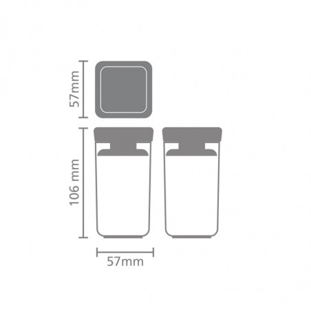 Σετ 2 τεμ. βάζα μπαχαρικών Brabantia Tasty+ Stackable 1008883, 150 ml, χωρίς BPA, Καινοτόμα καπάκια, Διαφανές/Σκούρο γκρι