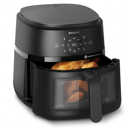 AirFryer Philips NA230/00, 1700W, 6.2L, 60-200C, 13 προγράμματα, χρονοδιακόπτης, γρήγορος αέρας, Μαύρο