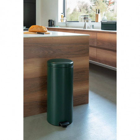 Κάδος με πεντάλ Brabantia NewIcon 1003210, 30 l, Εύκολο κλείσιμο, Αντιολισθητική βάση, Σκούρο πράσινο