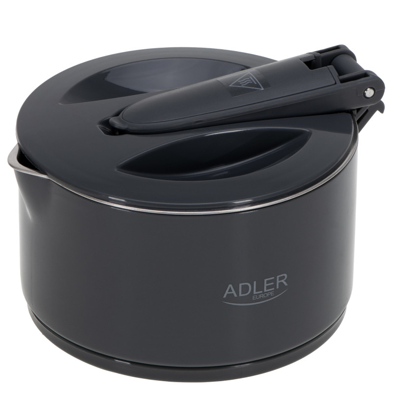 Τουριστικός ηλεκτρικός βραστήρας Adler AD 1377, 600W, 0,6 l, Αναδιπλούμενο σώμα σιλικόνης, Προστασία υπερθέρμανσης, Ένδειξη φωτός, Γκρι/Μαύρο