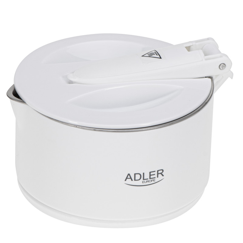 Τουριστικός ηλεκτρικός βραστήρας Adler AD 1377, 600W, 0,6 l, Αναδιπλούμενο σώμα σιλικόνης, Προστασία από υπερθέρμανση, Ένδειξη φωτός, Λευκό