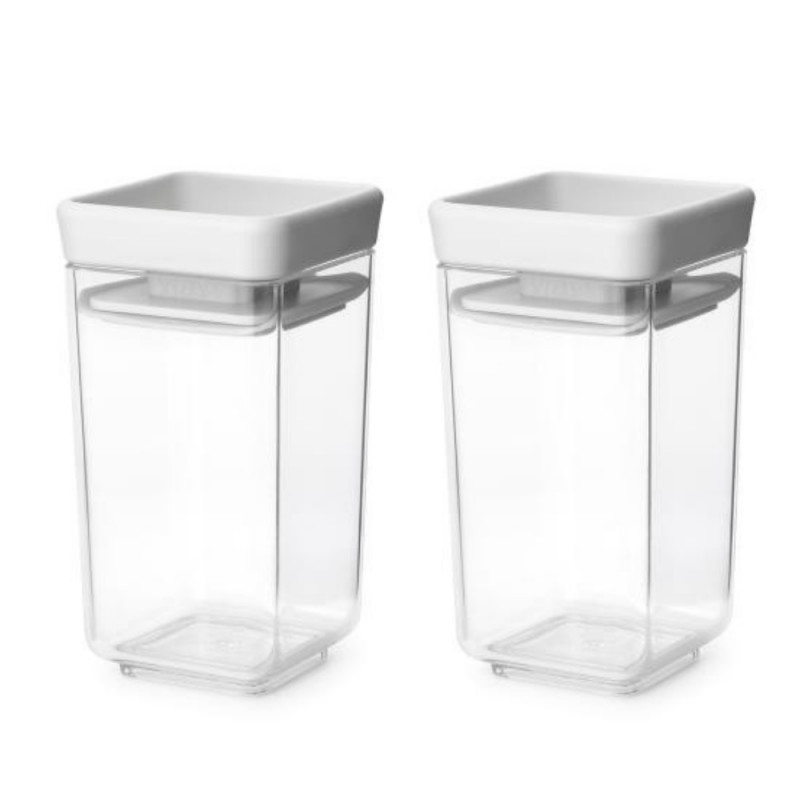 Σετ 2 τεμ. βάζα μπαχαρικών Brabantia Tasty+ Stackable 1008884, 150 ml, χωρίς BPA, Καινοτόμα καπάκια, Διαφανές/Γκρι